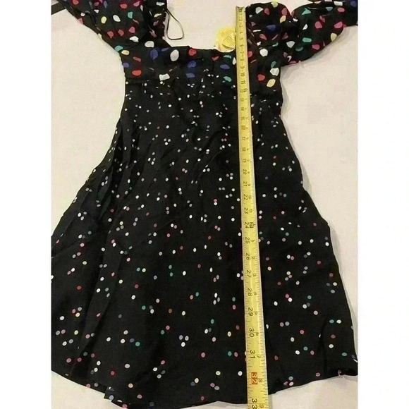 RIXO Polka Dot Long Sleeve Puff Swing Dress 2 Wedding Guest Rainbow Sweetheart - Picture 8 of 8